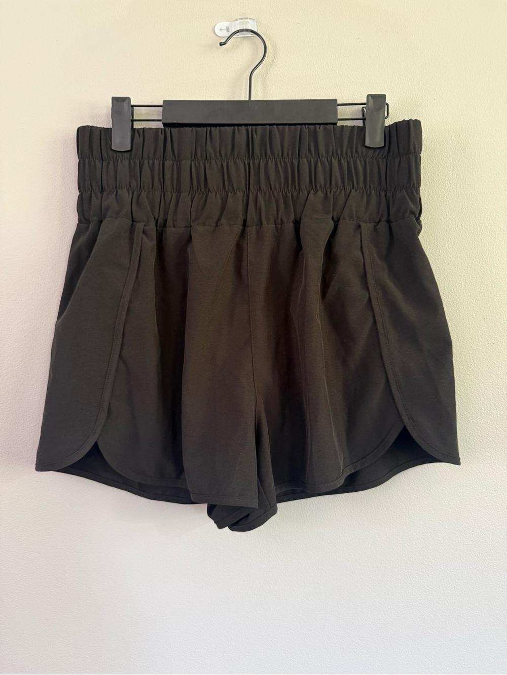 Women's High-Waist Black Elastic Waistband Shorts